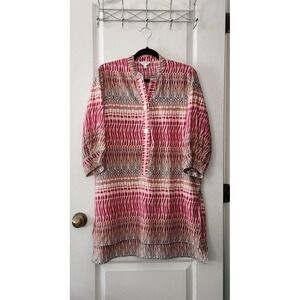 Coral Bay Womens Tunic Blouse V-Neck 3/4 Sleeves Lightweight Pink Orange Size L‎